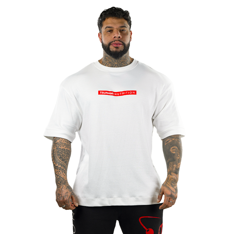 Tsunami Men's Box Logo Oversize T-shirt Blanc