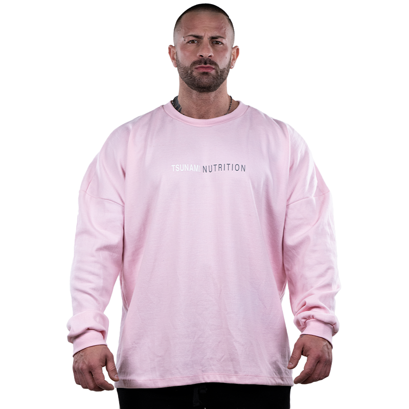 Tsunami Men's Long Sleeve Oversize Box Logo T-shirt Pink